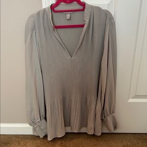 H&M Light Gray Pleated Blouse